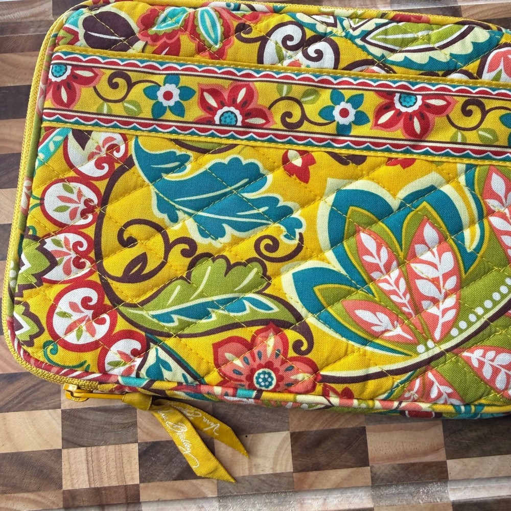 Vera Bradley Tablet Sleeve Quilted Case Yellow Floral Paisley Pattern